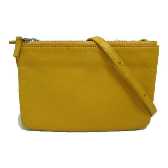 Celine Trio Shoulder Bag Shoulder Bag Leather Yellow - Picture 1 of 10